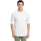 Turtle Men Pure Cotton Solid Kurta Shirts White