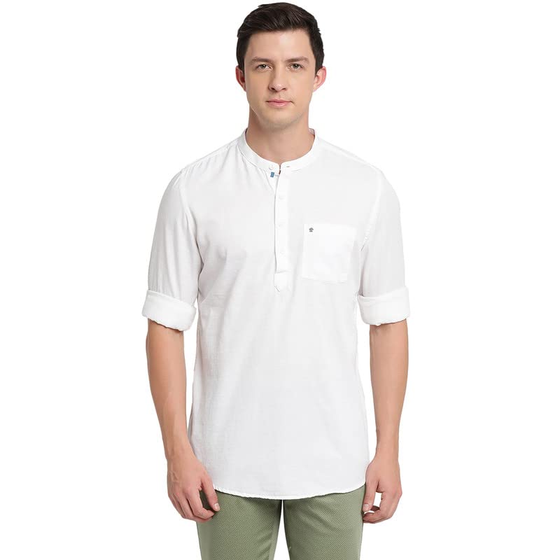 Turtle Men Pure Cotton Solid Kurta Shirts White