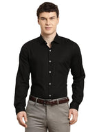 Turtle Men Black Regular Fit Dobby Pure Cotton Formal Shirt