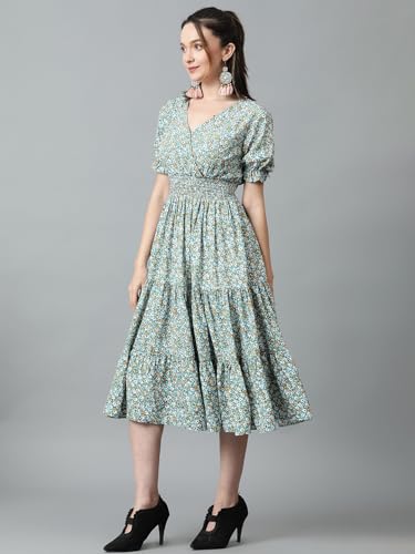 Kotty WomenS Fit And Flare Printed Multicolor Dress