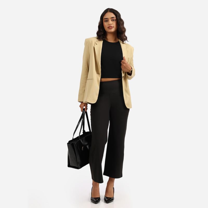 BlissClub Ultimate Sculpt Wide - Legged Pants, Ribbed Waistband, Wide Silhouette, 2 Zippered Pockets