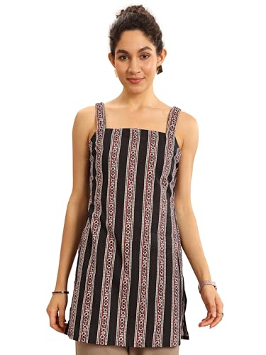 Libas WomenS Cotton Straight Hip Length Kurti (29722_Black_S)