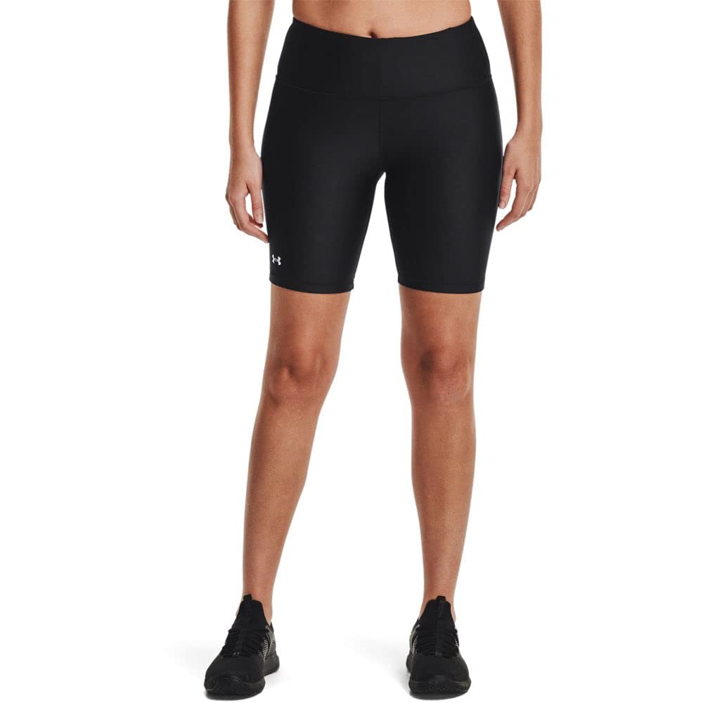 Under Armour Womens HeatGear Armour Bike Shorts , Black (001)/Metallic Silver , Medium