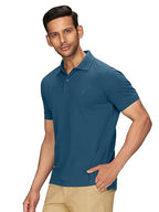 XYXX Mens Cotton Solid Regular Fit Shirt (XY_CR14_Polo Tshirt_1_Indian Blue