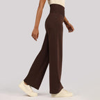 BlissClub Ultimate Sculpt Wide - Legged Pants, Ribbed Waistband, Wide Silhouette, 2 Zippered Pockets