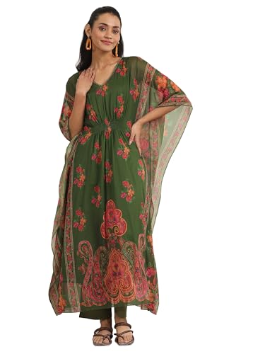 Libas WomenS Poly Chiffon Kurta Set (99115Or_Green