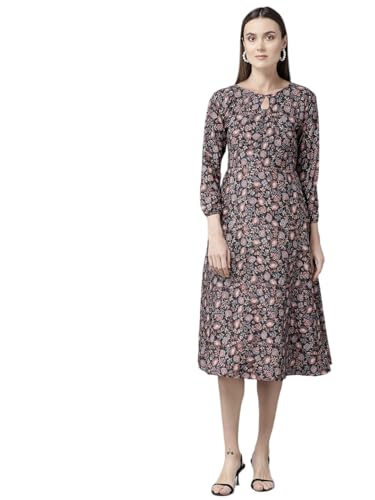 Aarika Womens Black Colour Silk Printed Middi (MD-W-075-BLACK-M)