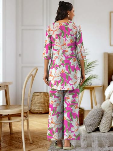 Tee Projekt Cotton Ethnic Wear Co Ord Set For Women | Festive Co Ord Set For Women Pink