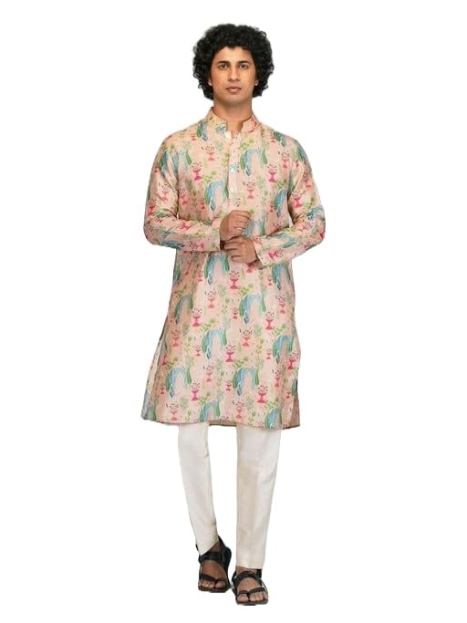 Lookmark MenS Cotton Blend Printed Long Kurta Suitable For All Indian Wedding, Occasions, And Festivals (Az-Lm-Og-Kurta 19-M) P