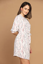 Leriya Fashion Western Dress for Women || Rayon Marble Printed Short Dresses for Women || Front Plated Neck with Buckle || Casua