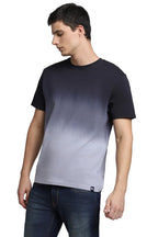 Dennis Lingo MenS Cotton Ombre Crew Neck Slim Fit T-Shirts (Black, M)
