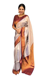 Flosive Womens Present Banarasi Soft Lichi Silk Saree Beautiful Jacquard Rich Pallu Design Work Zari Woven Kanjivaram Silk Styl