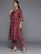 Libas WomenS Silk Blend Kurta Sets (34650_Maroon