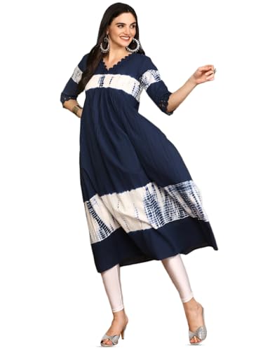 Ishin Women Indigo Cotton 60X60 Kurta