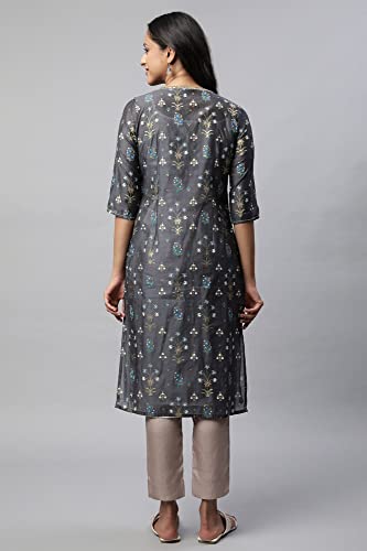 Aurelia Women'S Viscose Regular Fit Floral Print Kurta With Shrug