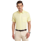 Turtle Men Cotton Solid Regular Fit Half Sleeve Formal Shirts Yellow