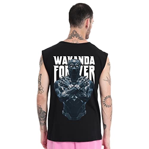 Bewakoof MenS The King Graphic Print Cotton Vest- Oversized Fit, Round Neck, Sleeveless