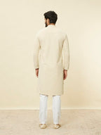 Manyavar Kurta Set For Men, Full Sleeves Mandarin Collar Ethnic Kurta Set For Engagement, Wedding, Party All Over Self Design (B