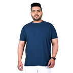 Bigbanana Plus Size Solid MenS Round Neck T-Shirt (Tony-Navy,Navy Blue,3Xl)