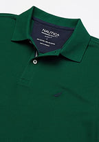 Nautica mens Classic Short Sleeve Solid Polo Shirt, Tidal Green, Large US
