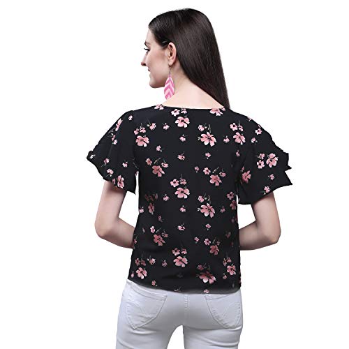 OOMPH! Womens Crepe Tunic Top - Charcoal Black