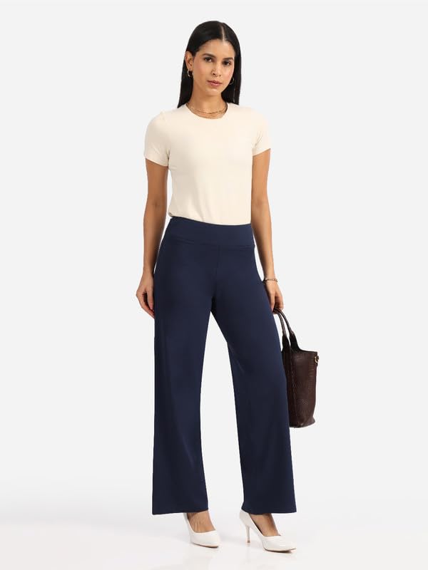 BlissClub AM:PM Cotton Wide Leg Pants - Lite,Regular Below 54, Cotton Pants, Wide Waistband, Slit at Hem, Side Pockets