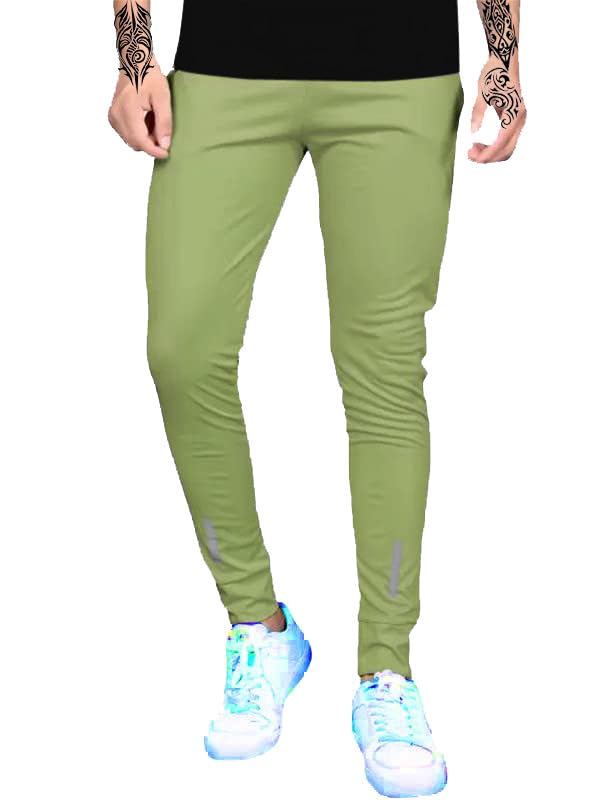 LookMark Mens Slim Fit Solid Lycra Blend Full Elastic Sport Wear Running Gym Stretchable Jogger Track Pant in Pista Color(Track
