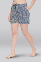 Lyra Pure Cotton Printed Night Shorts For Women