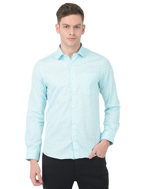 Turtle Men Cotton Blue Regular Fit Printed Shirts