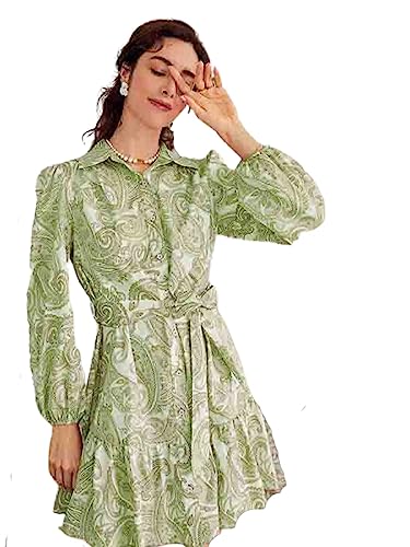 DHRUVI TRENDZ Womens Slub Rayon Women Western Casual Dresses Regular Fit Above The Knee Dress (DT-WD1128_Green_Small)