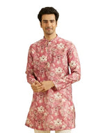 Manyavar MenS Viscose Blend Floral Print Long Kurta (Coral,Xxl)