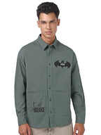 Bewakoof Official Marvel Merchandise Batman Mens Graphic Print Oversized Fit Full Sleeve Collar Cotton Shirt_662519_Grey_S