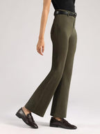 BlissClub AM:PM Air Flare Trousers Cotton for Women Upto 54 ft | Bootcut Trousers and Formal Pants for Women Office wear | Tail