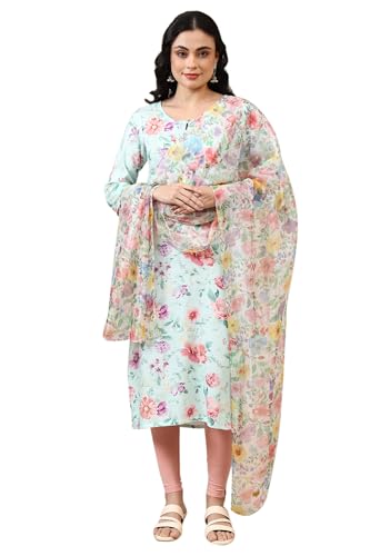 Aurelia WomenS Multi-Coloured Floral Printed Organza Dupatta (Size: Free Size)-A80084-509312