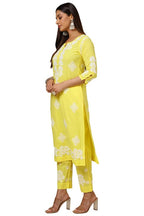 Soch Womens Yellow Cotton Blend Embroidered Kurta Set