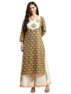 Varanga Women'S Cotton Regular Kurta Set (Vkur86_Mustard