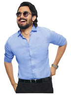 Pinkmint Casual Shirt for Men Stylish Mens Shirt Soild Regular Fit Long Sleeve Formal Wear Blue