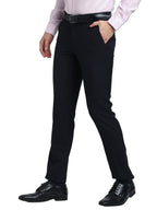 Turtle Men Poly Viscose Navy Solid Slim Fit Formal Trouser