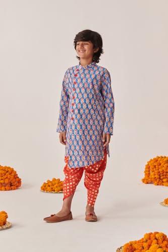 Pspeaches Boys Floral Printed Regular Kurta With Dhoti Pants (14-15Years)