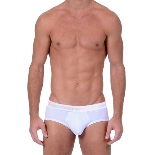 2(X)IST mens Essential Cotton Contour Pouch Brief 3-Pack,White/Black/Grey Heather,Medium