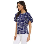 OOMPH! Womens Crepe Tunic Top - Azure Blue