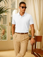 Nobero MenS Solid Regular Fit Polo Shirt (1M-Twpo-R0003_White / Black