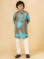 A.T.U.N. (ALL THINGS UBER NICE) Boys Blue Printed Kurta Pyjama Set