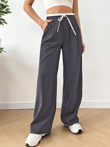 Leriya Fashion Women High Rise High Waist Wide Leg Trousers | Casual & Formal Pants |Loose Fit Track Pants | Gymwear | Cargo Pan