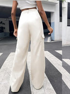 Greciilooks Women Cargo Pant | Women Trousers | WomenS High-Waisted Pant Cream