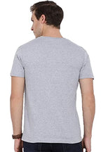 ADRO Mens V Neck Solid Cotton T-Shirt (VN-M-PLN-GR_Grey_M)