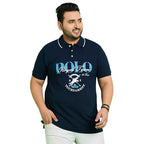 Bigbanana Plus Size MenS Regular Fit Printed Polo Tshirt(Bozhou,Navy,7Xl)