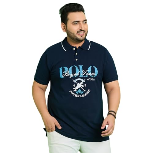 Bigbanana Plus Size MenS Regular Fit Printed Polo Tshirt(Bozhou,Navy,7Xl)