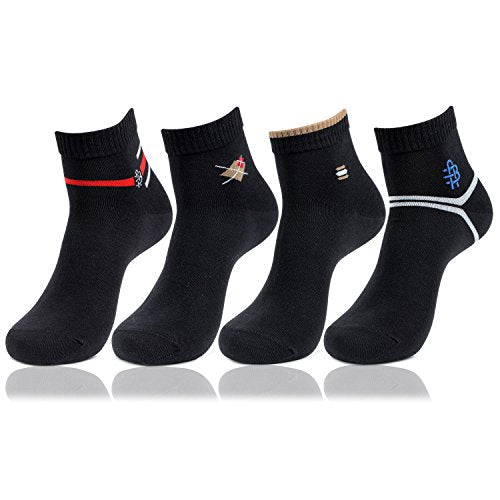 Bonjour 4 Pairs Mens Casual Black Cotton Ankle Length Socks