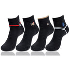 Bonjour 4 Pairs Mens Casual Black Cotton Ankle Length Socks